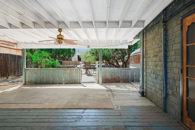 deck featuring ceiling fan