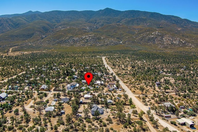 bird's eye view with a mountain view