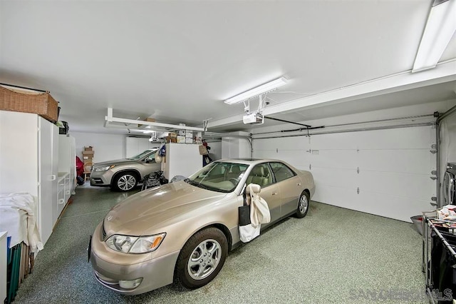 garage with a garage door opener