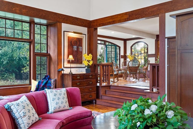 interior space featuring wood-type flooring and plenty of natural light