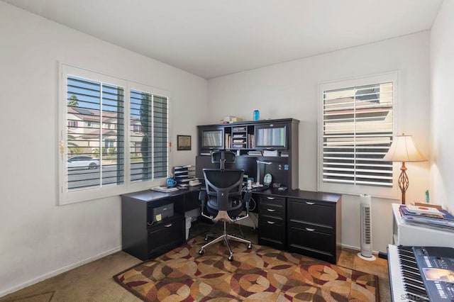 view of carpeted office space