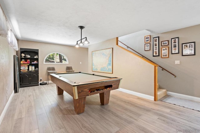 playroom featuring light hardwood / wood-style floors and billiards