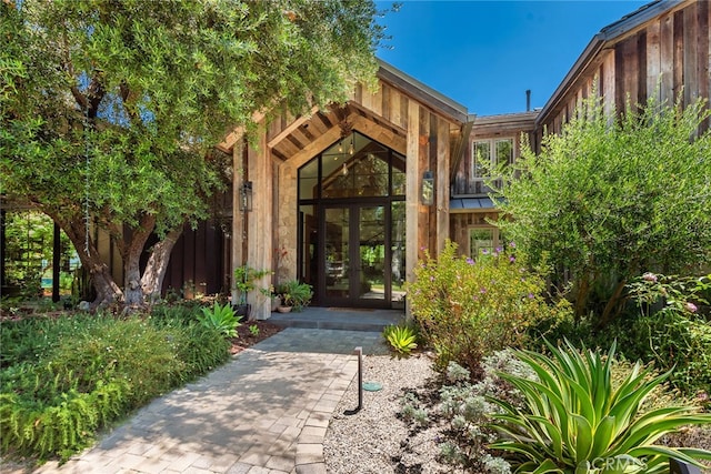 property entrance with french doors