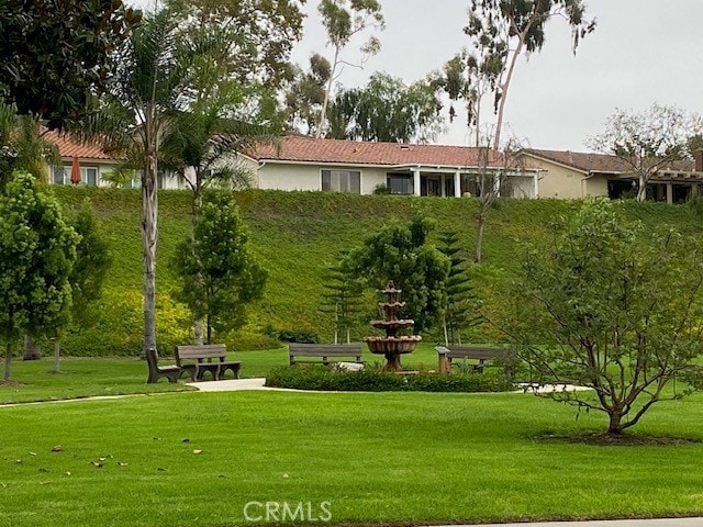 view of property's community with a yard