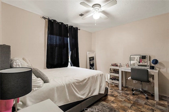 bedroom featuring ceiling fan