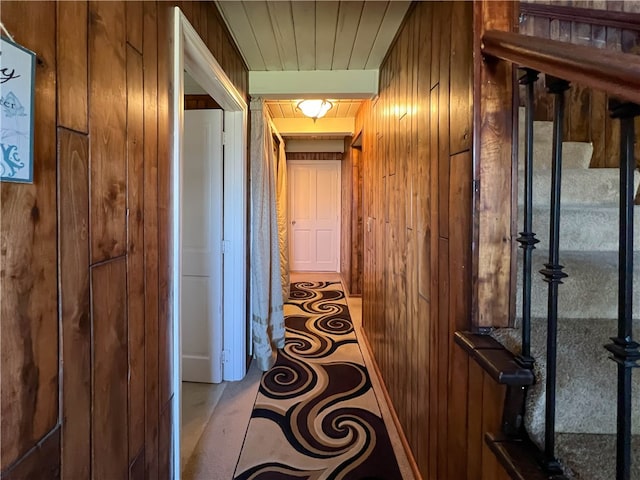 corridor with wooden walls