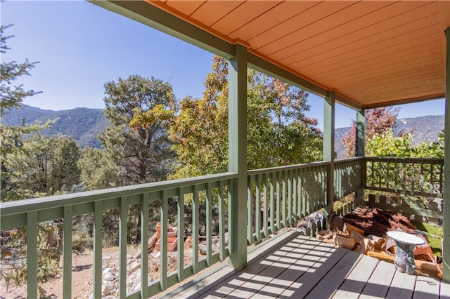 deck featuring a mountain view