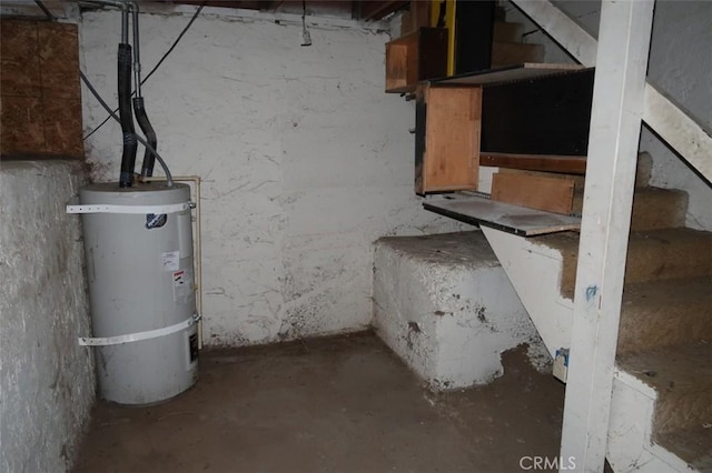 basement featuring water heater