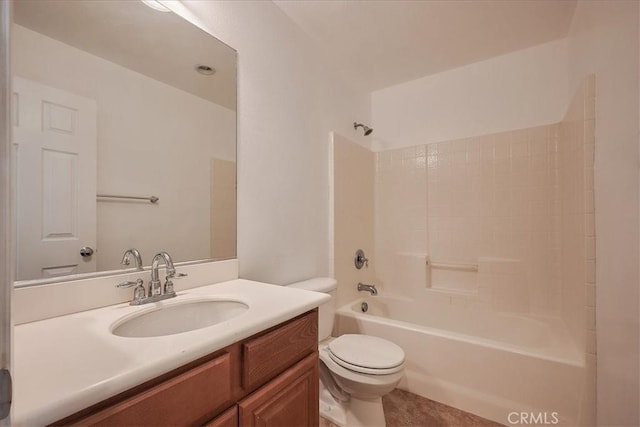 full bathroom featuring tile patterned floors, vanity, toilet, and bathtub / shower combination