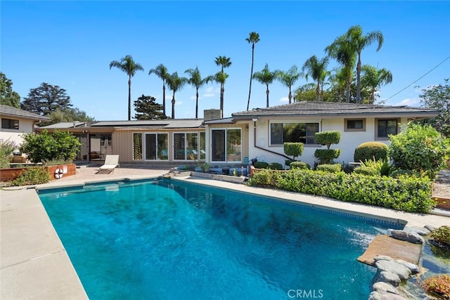 view of swimming pool with a patio area