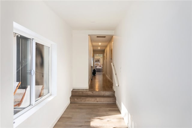 interior space with hardwood / wood-style floors