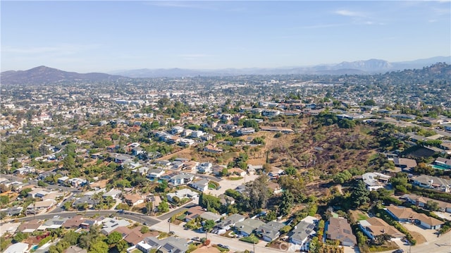 bird's eye view with a mountain view