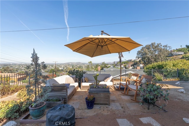 view of patio / terrace featuring an outdoor living space