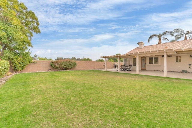 view of yard with a patio area