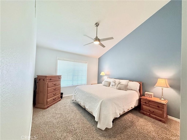 1732 Winston Ave, Upland, CA 91784 - carpeted bedroom with baseboards, lofted ceiling, and a ceiling fan