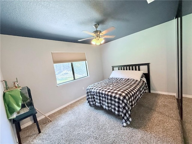 1732 Winston Ave, Upland, CA 91784 - bedroom with carpet floors, baseboards, a textured ceiling, and ceiling fan