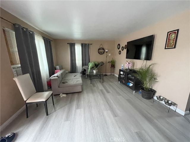 living room featuring light wood-type flooring