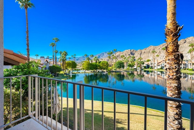 view of water feature with a mountain view