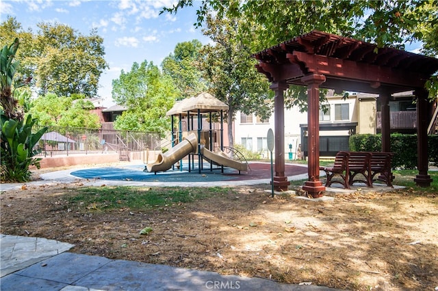 view of yard featuring a playground