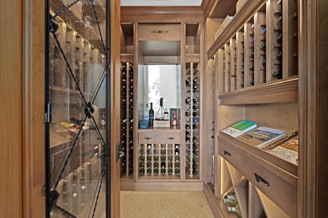 view of wine cellar