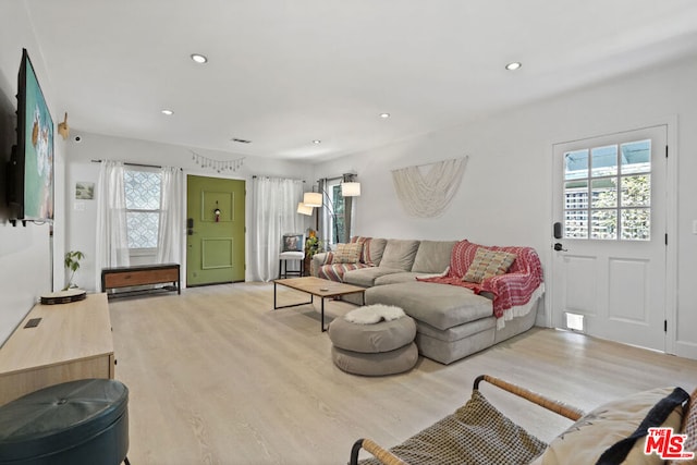 living room featuring light hardwood / wood-style flooring