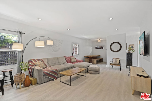 living room featuring light hardwood / wood-style floors