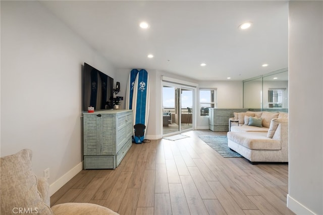 living room featuring light hardwood / wood-style flooring