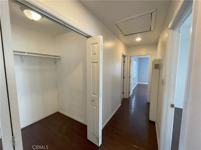 hall featuring dark hardwood / wood-style flooring