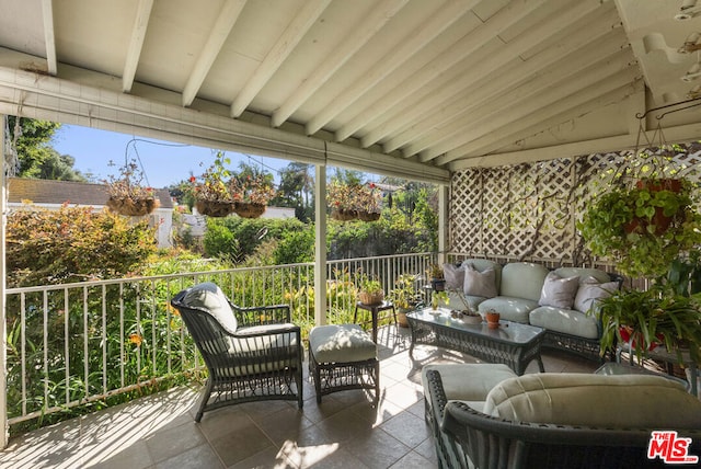 view of patio featuring an outdoor hangout area