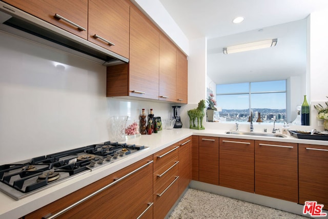 kitchen featuring sink and stainless steel gas cooktop