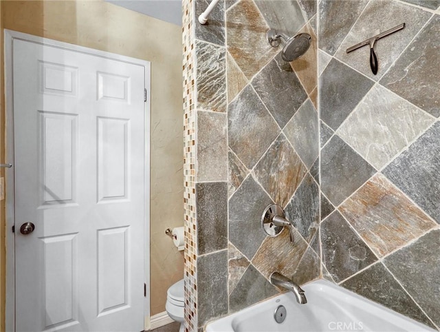 bathroom with toilet and shower / washtub combination