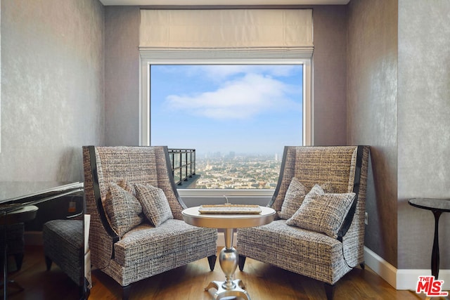 sitting room featuring hardwood / wood-style floors