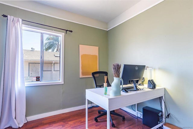 office area featuring hardwood / wood-style flooring