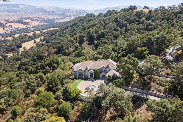 drone / aerial view with a mountain view