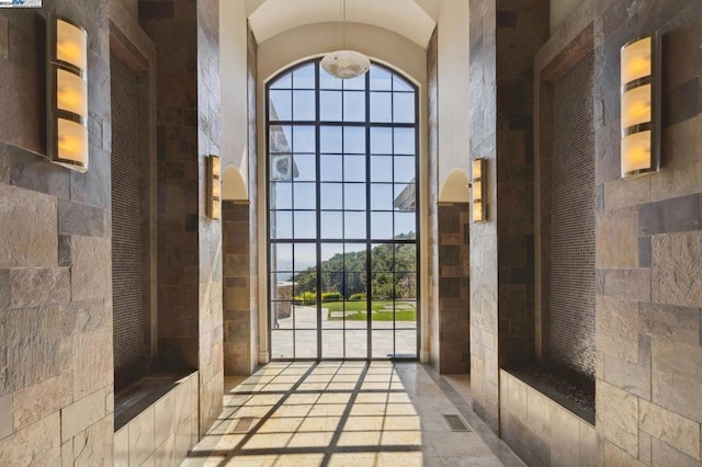 interior space with a towering ceiling