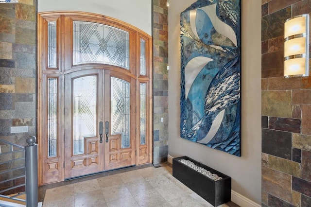 entryway featuring french doors