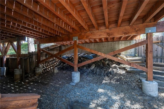 miscellaneous room featuring beam ceiling