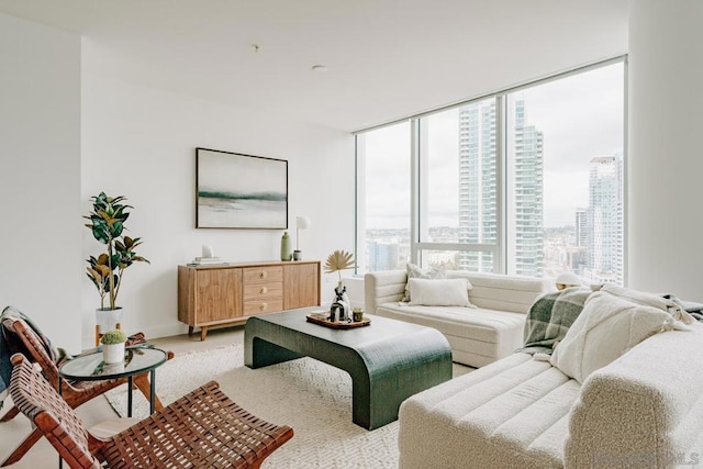 living room with light carpet