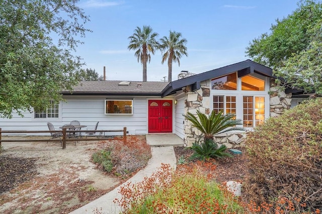 view of front of property with a patio