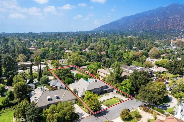 drone / aerial view with a mountain view