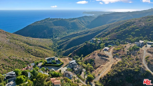 aerial view with a water and mountain view