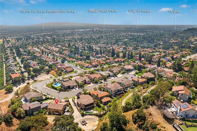 drone / aerial view with a residential view