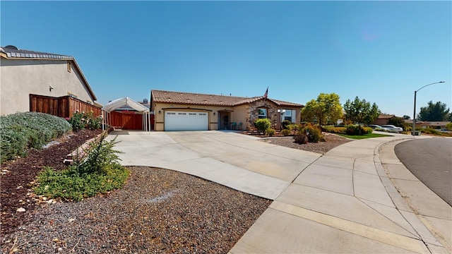 view of front of property with a garage