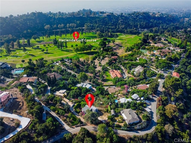 572 Church Hill Rd, La Habra Heights, CA 90631 - aerial view of property and surrounding area featuring a golf club and nearby suburban area