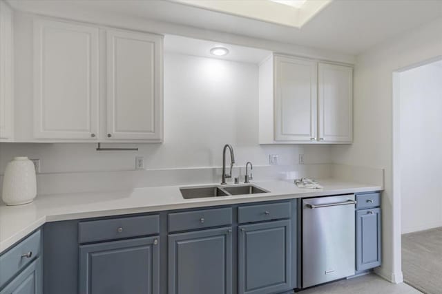 kitchen featuring sink, white cabinets, and stainless steel dishwasher