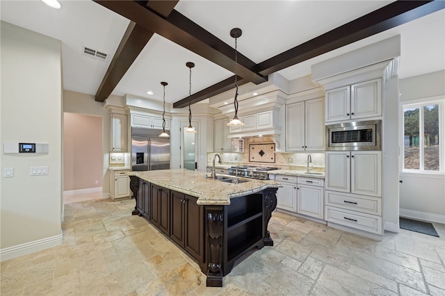 18378 Avenida Bosque, Murrieta, CA 92562 - kitchen with a sink, stone tile floors, built in appliances, and baseboards