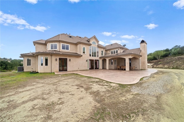 18378 Avenida Bosque, Murrieta, CA 92562 - rear view of house with central AC unit, a tile roof, a patio, and stucco siding