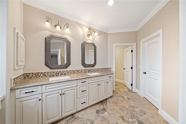 bathroom featuring vanity and crown molding