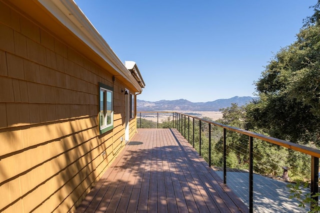 deck with a mountain view