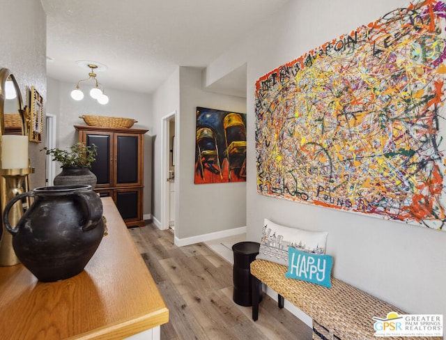 hall featuring light hardwood / wood-style flooring